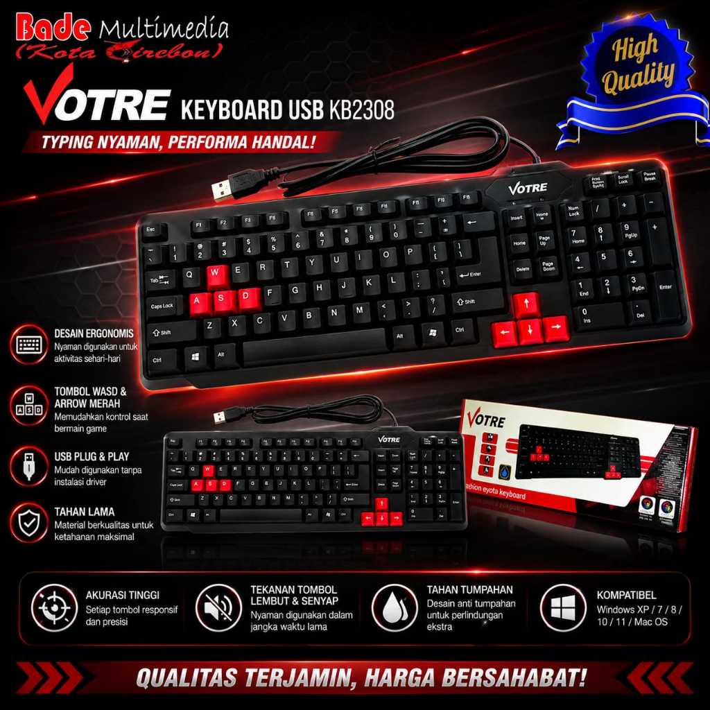 Keyboard Komputer Eksternal Notbook-Laptop Keyboard Votre KB2308 USB