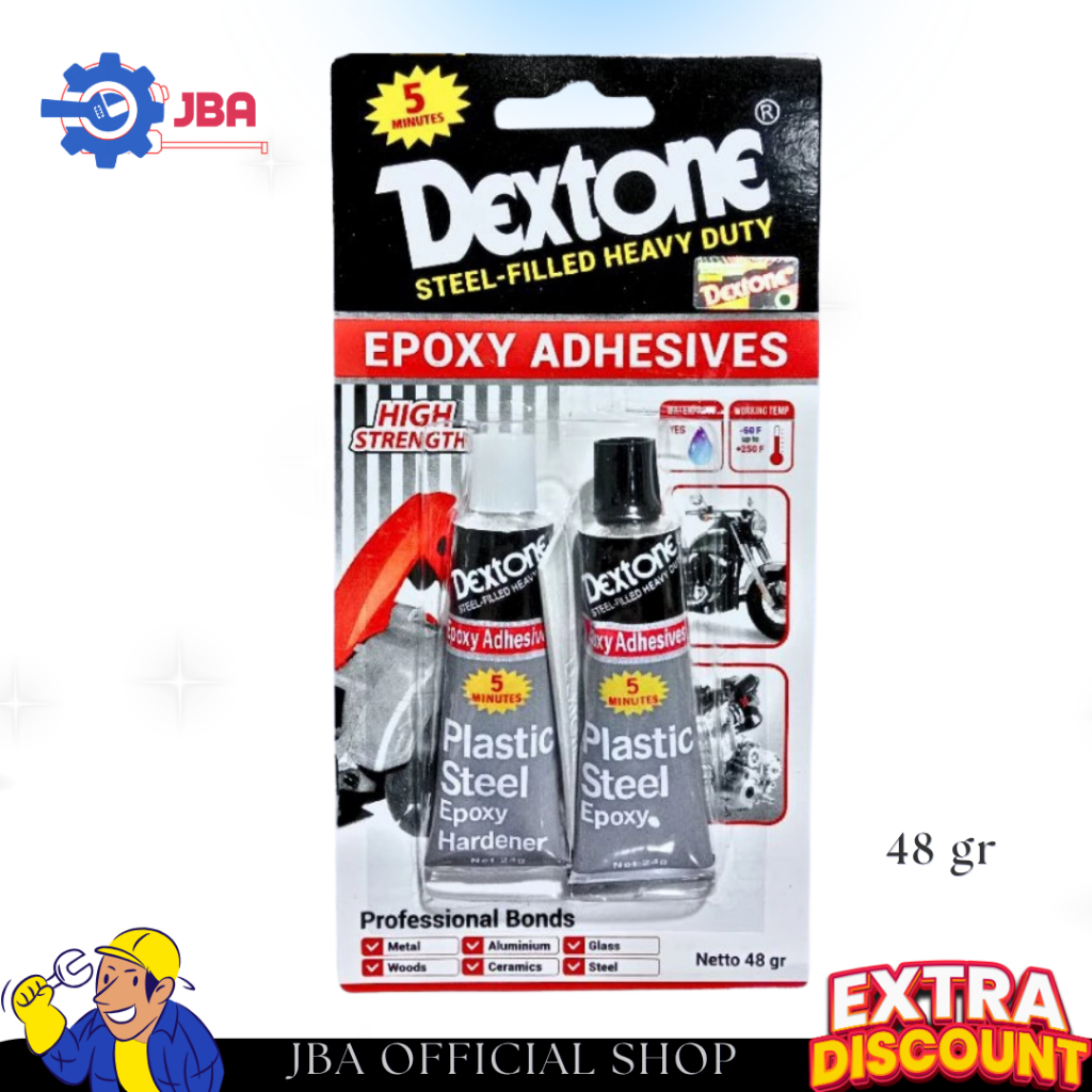 Lem Dextone Epoxy 5 menit 48gr / Lem besi Kuat,Cepat kering ,Tahan panas dan Serbaguna / lem besi de