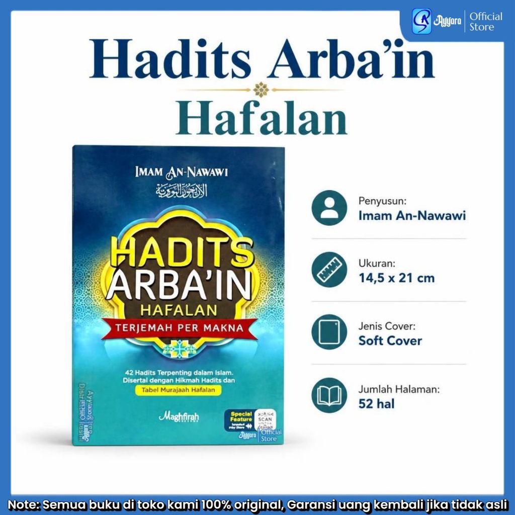 Maghfirah Pustaka - Hadits Arbain Hafalan Terjemah Per Makna - 42 Hadis Arba'in Dilengkapi Tabel Mur