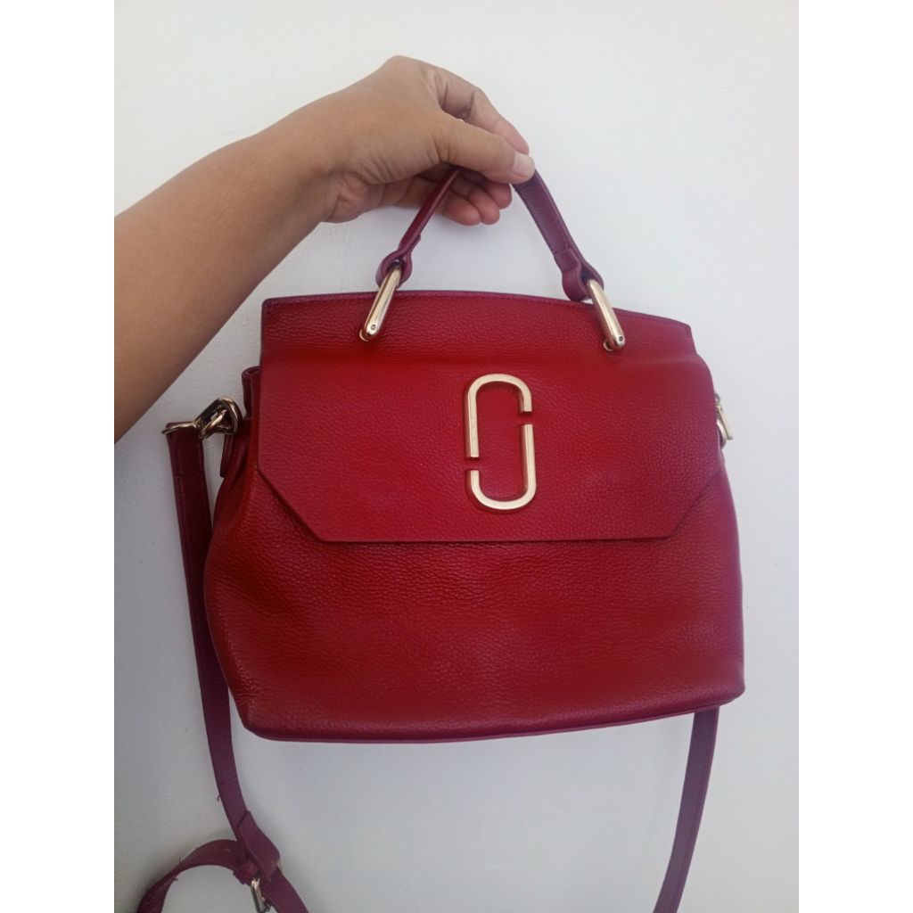tas kulit asli maroon