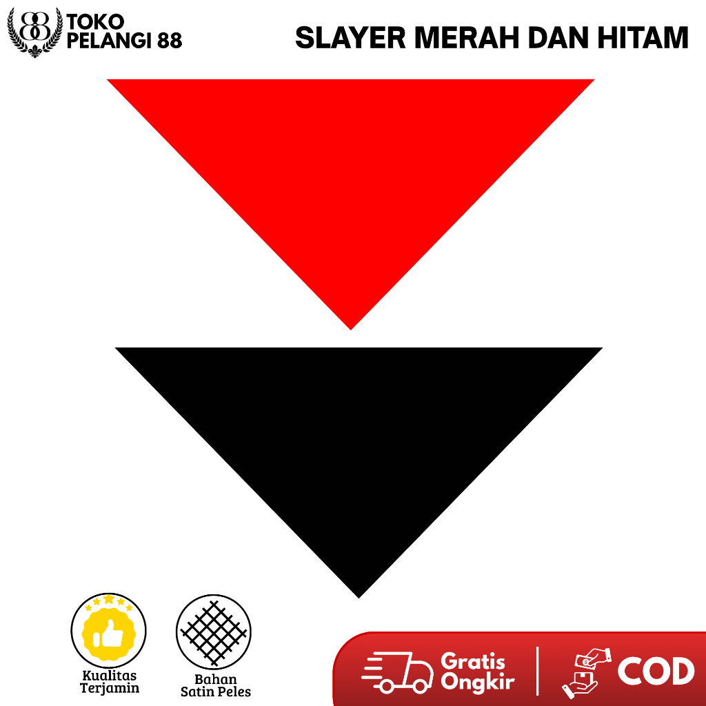 Slayer  Syal Merah dan Hitam Polos Segitiga