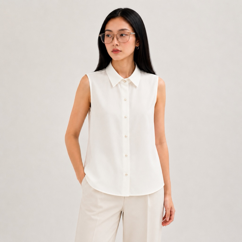 Chloebeautyshop - Tanktop Dalaman Singlet Blouse Ruffles Wanita Blanik / Inner Blazer Tanpa Lengan