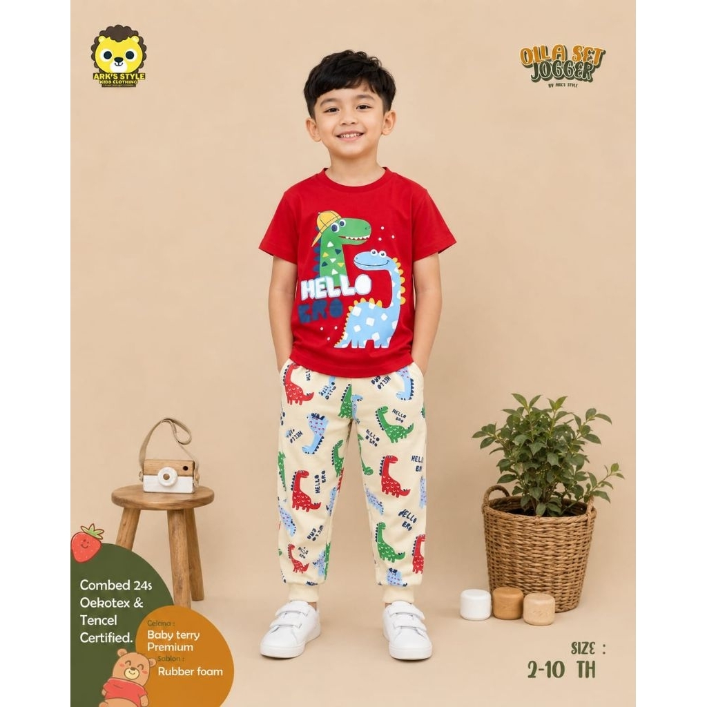 ARK - Setelan Baju Kaos Anak Laki Laki Perempuan nyaman Katun Premium Cocok Untuk sehari hari Usia 2