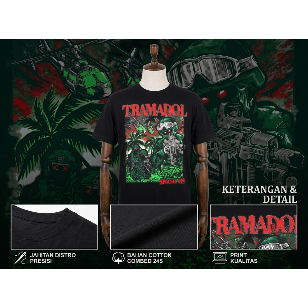 T'shirt TRAMADOL SPESIAL O.P.S|bahan tebal cotton combet 24s|kaos distro tramadol