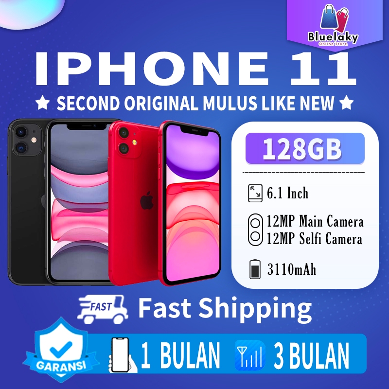 iPhone 11 128GB Second Original100% EX INTER 5G 6.1“LCD-Ori Fullset Mulus Normal LikeNew Smartphone