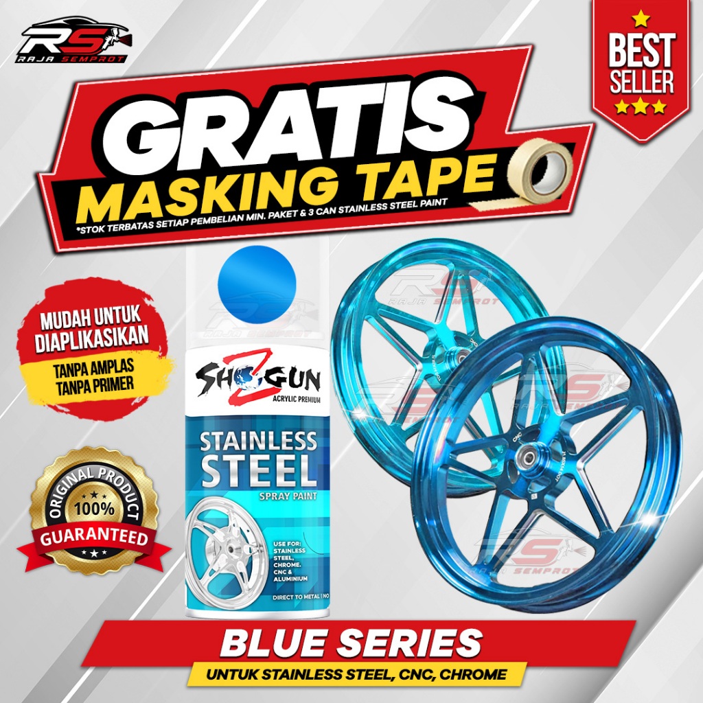 Shogun Z Stainless Steel Paint Crystal Blue Ice Blue Cat Semprot Pilox 300cc | Variasi Warna Cat Vel