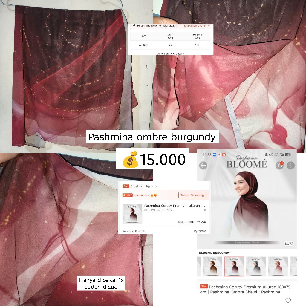 PRELOVED HIJAB Pashmina, bergo & ciput rayon