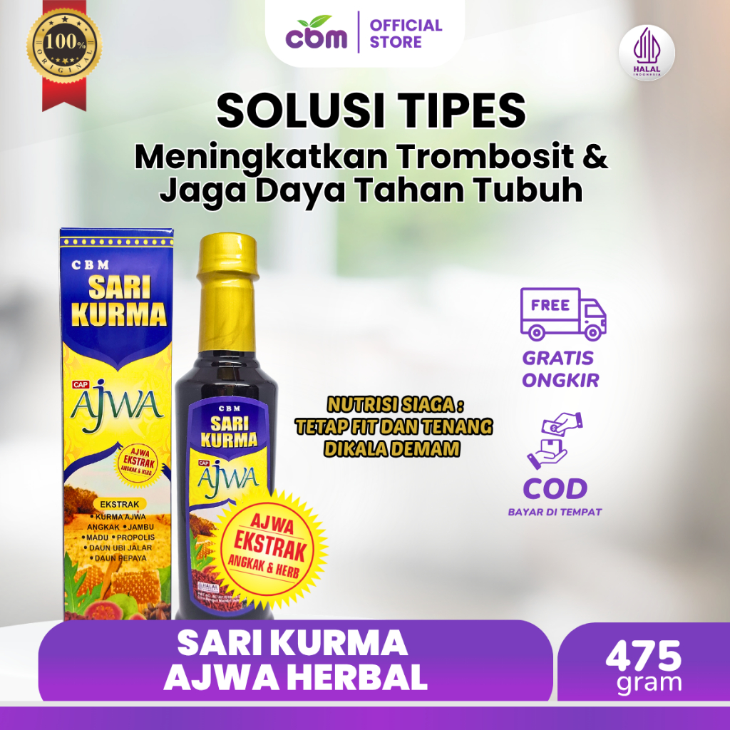 CBM AJWA -  Sari Kurma Madu Angkak Plus Propolis 475gram Bantu Naikan Trombosit