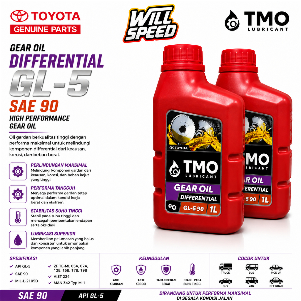 OLI GARDAN TOYOTA TMO GL5 GL-5 SAE 90 1L