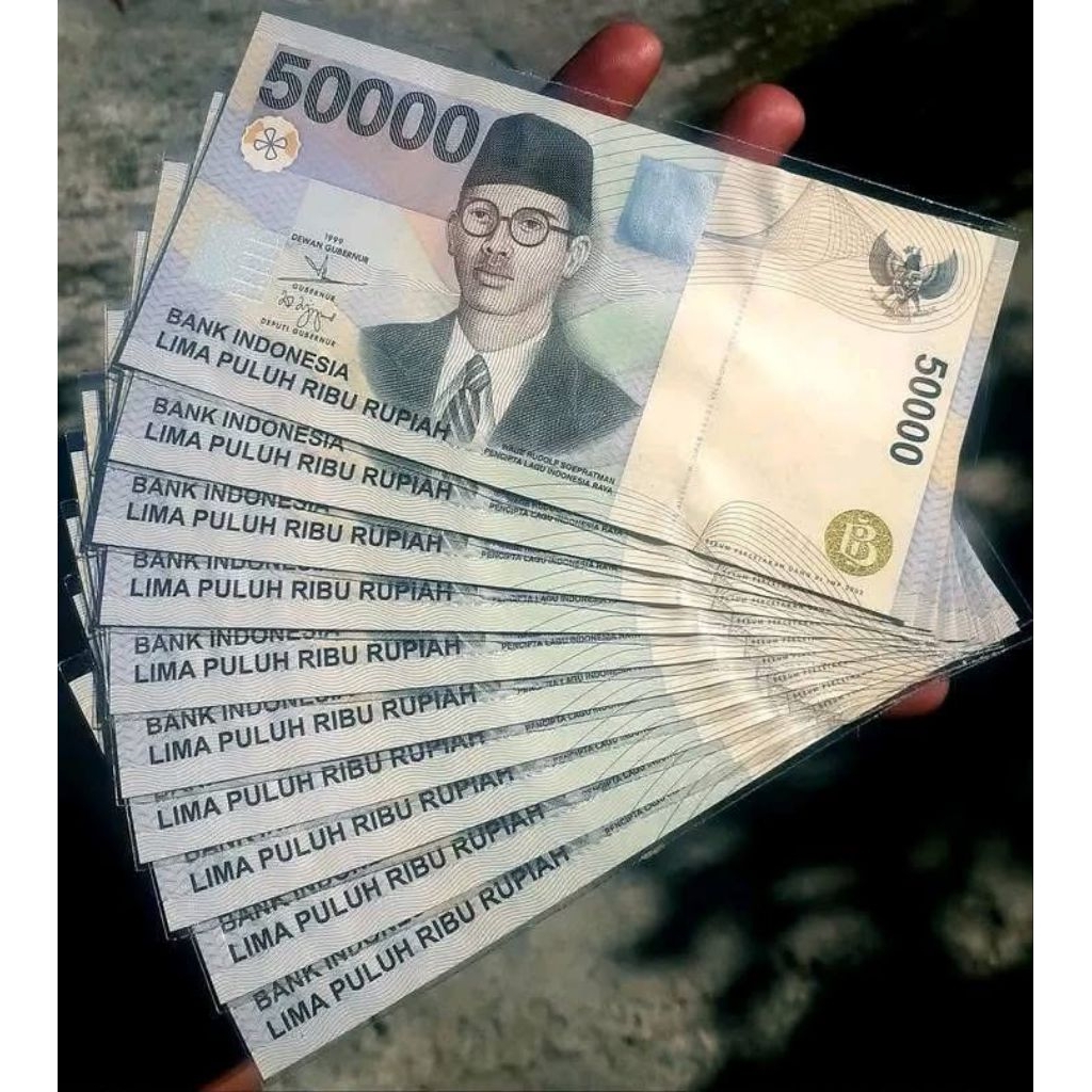 Uang Kuno 50000 wr Soepratman Gress Mulus