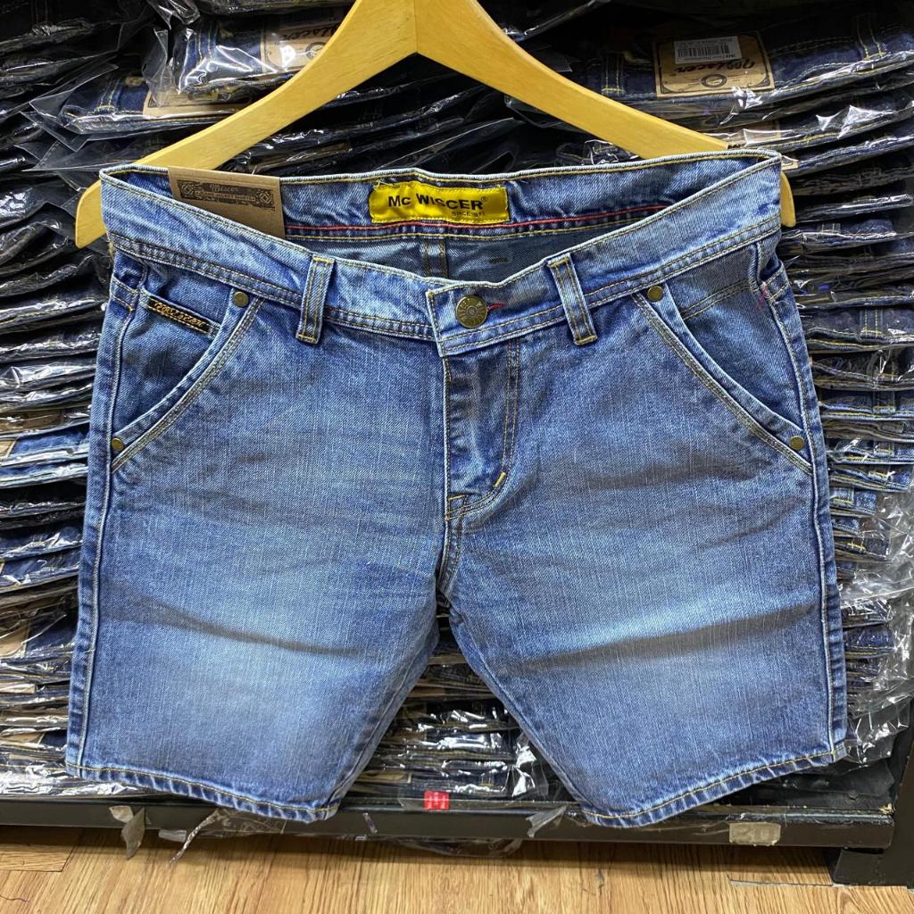 MC WISCER Celana Pendek Pria Jeans Polos Terbaru Tidak Melar Bahan Denim Jeans Skinny Warna Awet