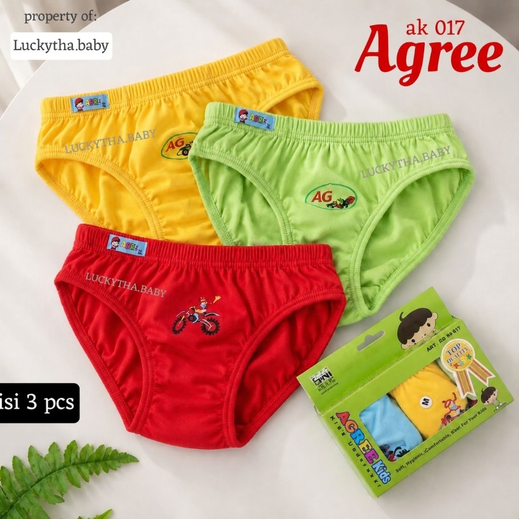 3pcs_cd AGREE  AK 017 celana dalam anak bordir m.l.xl.xxl / CD anak cowo / CD agree ak 017