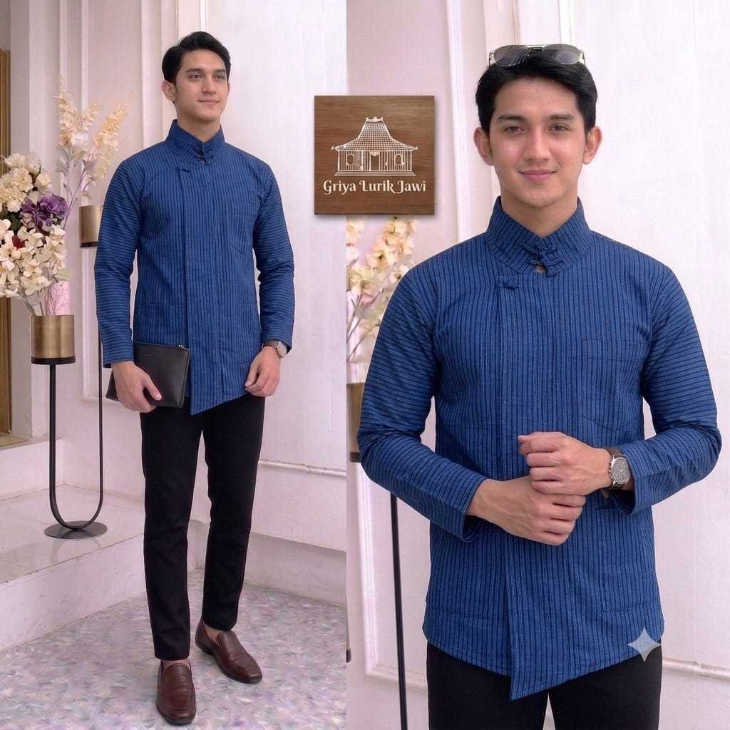 Baju Surjan Pria Dewasa Biru I Baju Lurik Pria Dewasa Biru I Baju Surjan Lurik Pria Dewasa Warna bir