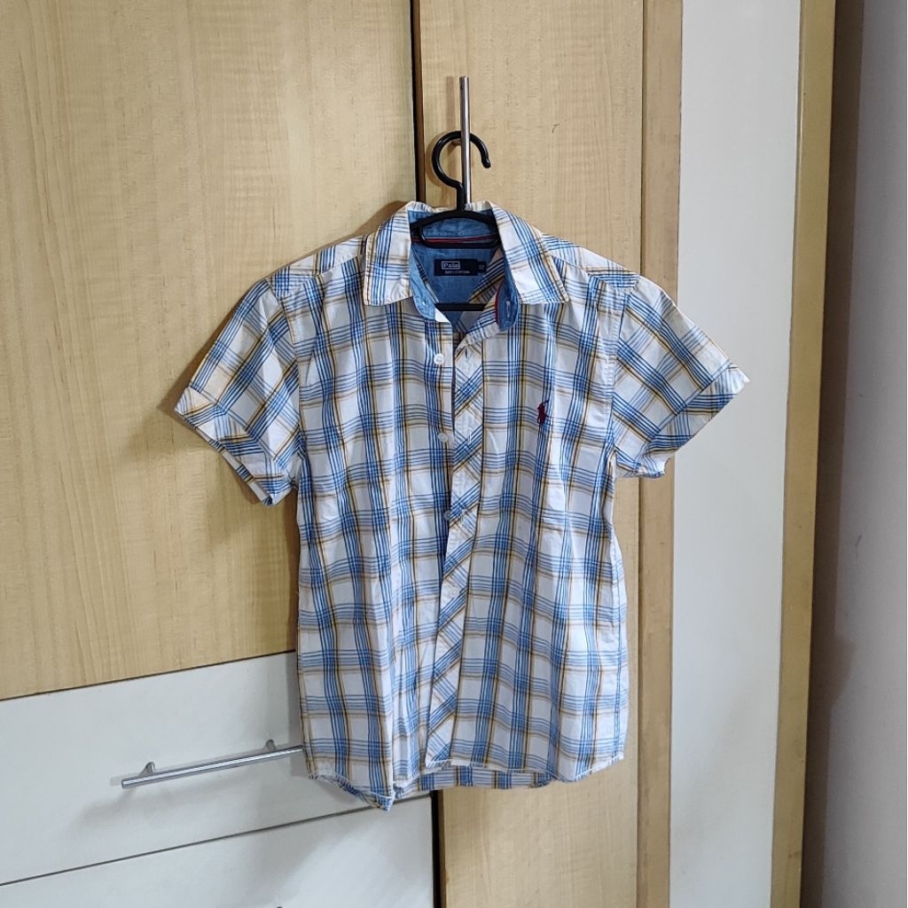 (personal collection) Priloved Polo Ralph Lauren Ori - Plaid Shirt City Boy Retro Vintage Short Slee