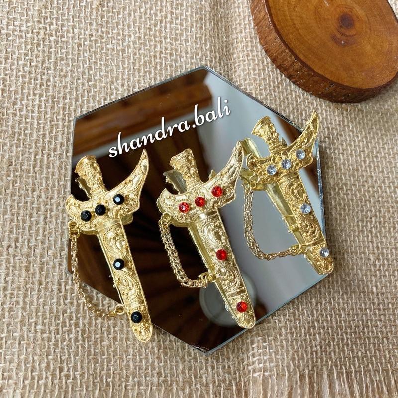 Shandra Bali - Pin Bros Peniti Model Keris Pedang Single Warna Gold Silver bahan Alpaka untuk Pria D