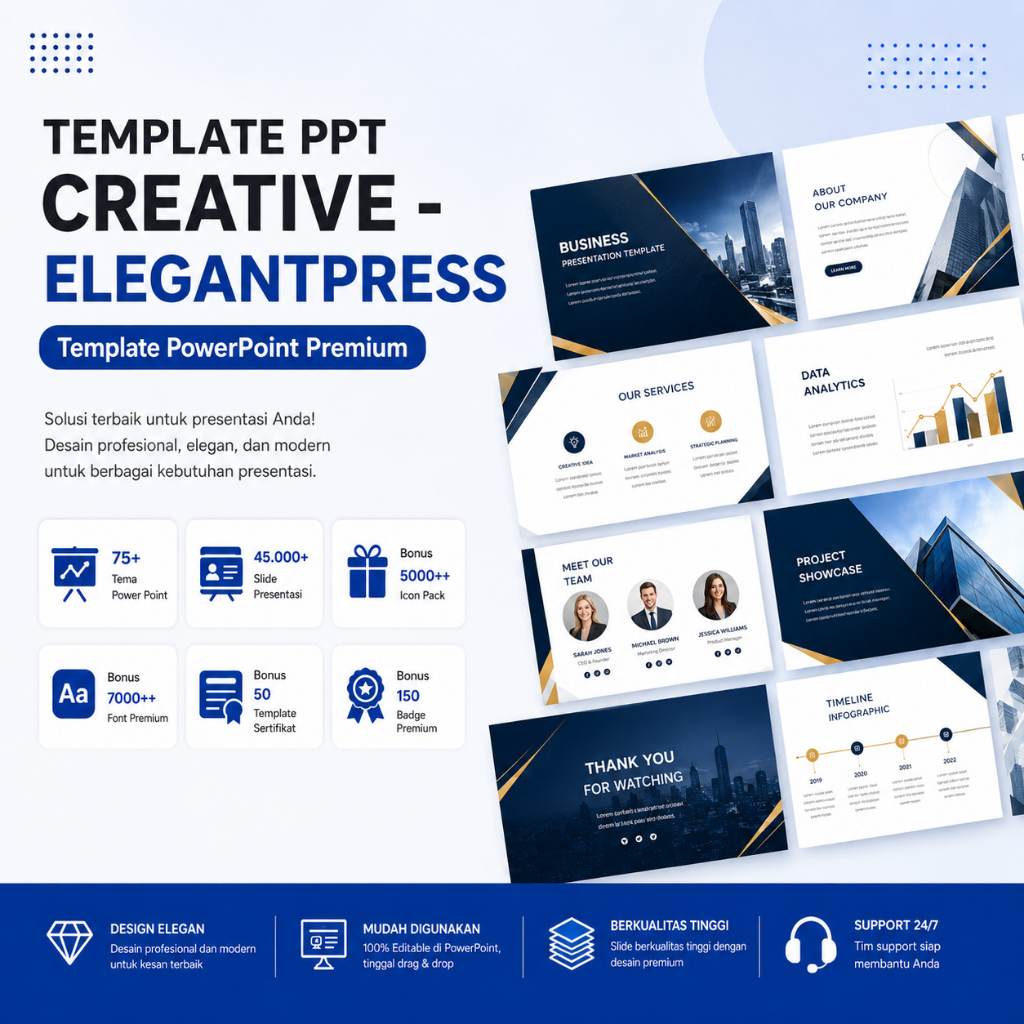 Template PPT CREATIVE - ELEGANTPRESS Template PowerPoint Premium