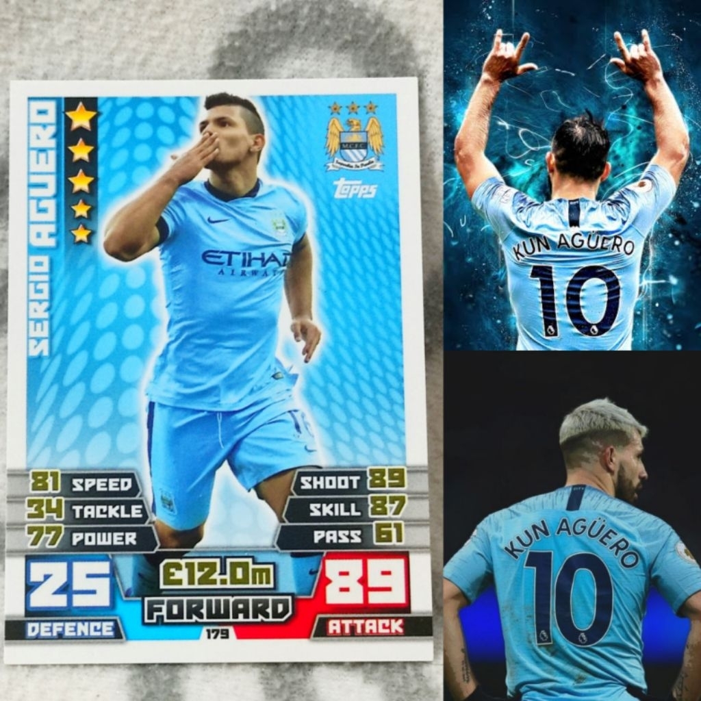 kun aguero Manchester city topps kartu bola