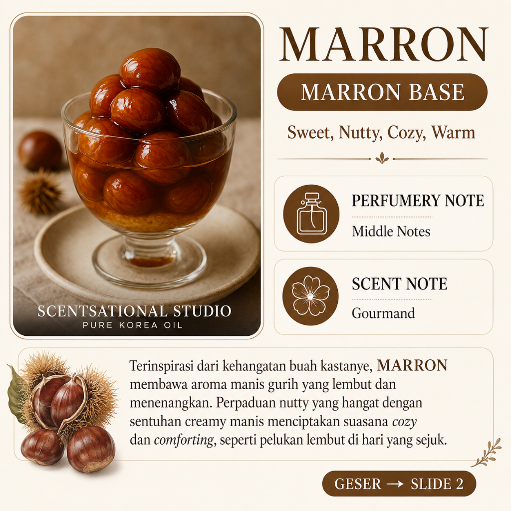 MARRON - Aroma Base Korea Oil Premium 100% Pure - Fragrance oil Aroma Chestnut Kastanye Bibit Parfum