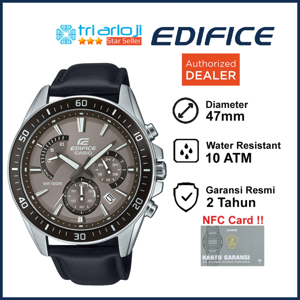 Casio EDIFICE EFR-552L-5AVUDF Jam Tangan Pria Analog Kulit Chronograph EFR-552L-5A EFR552L