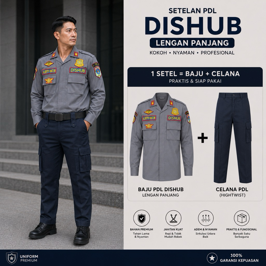 SERAGAM PDL DISHUB DINAS PERHUBUNGAN | SERAGAM PDL DISHUB BORDIR TIMBUL PREMIUM | BAJU DINAS PERHUBU