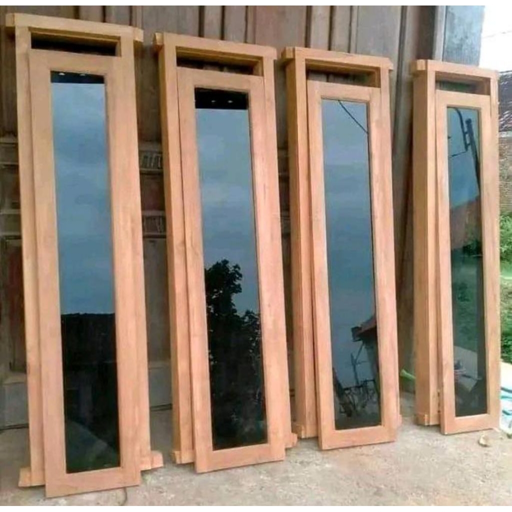 1 set jendela minimalis kayu jati,,