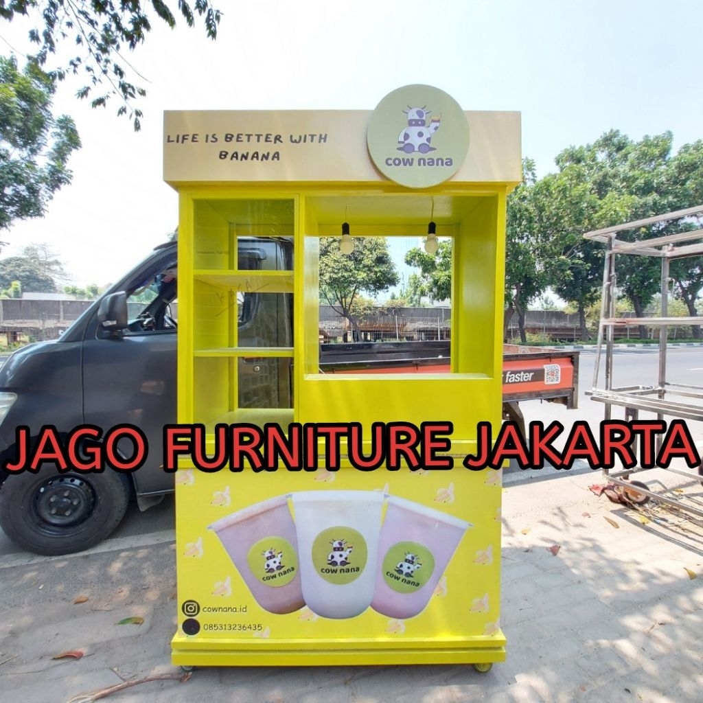 gerobak minuman, booth portable, gerobak usaha rumahan