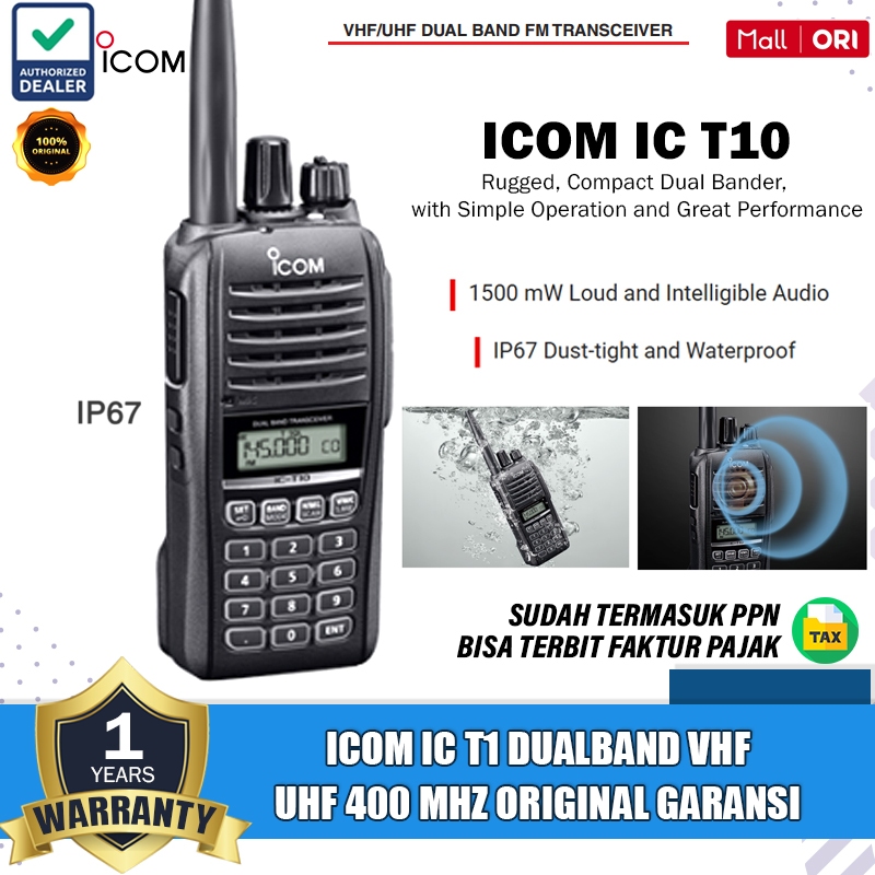 ICOM Ic T10 DualBand IP67 Radio Ht Icom T10 T-10 Frekuensi Dual band Radio FM Waterproof Original