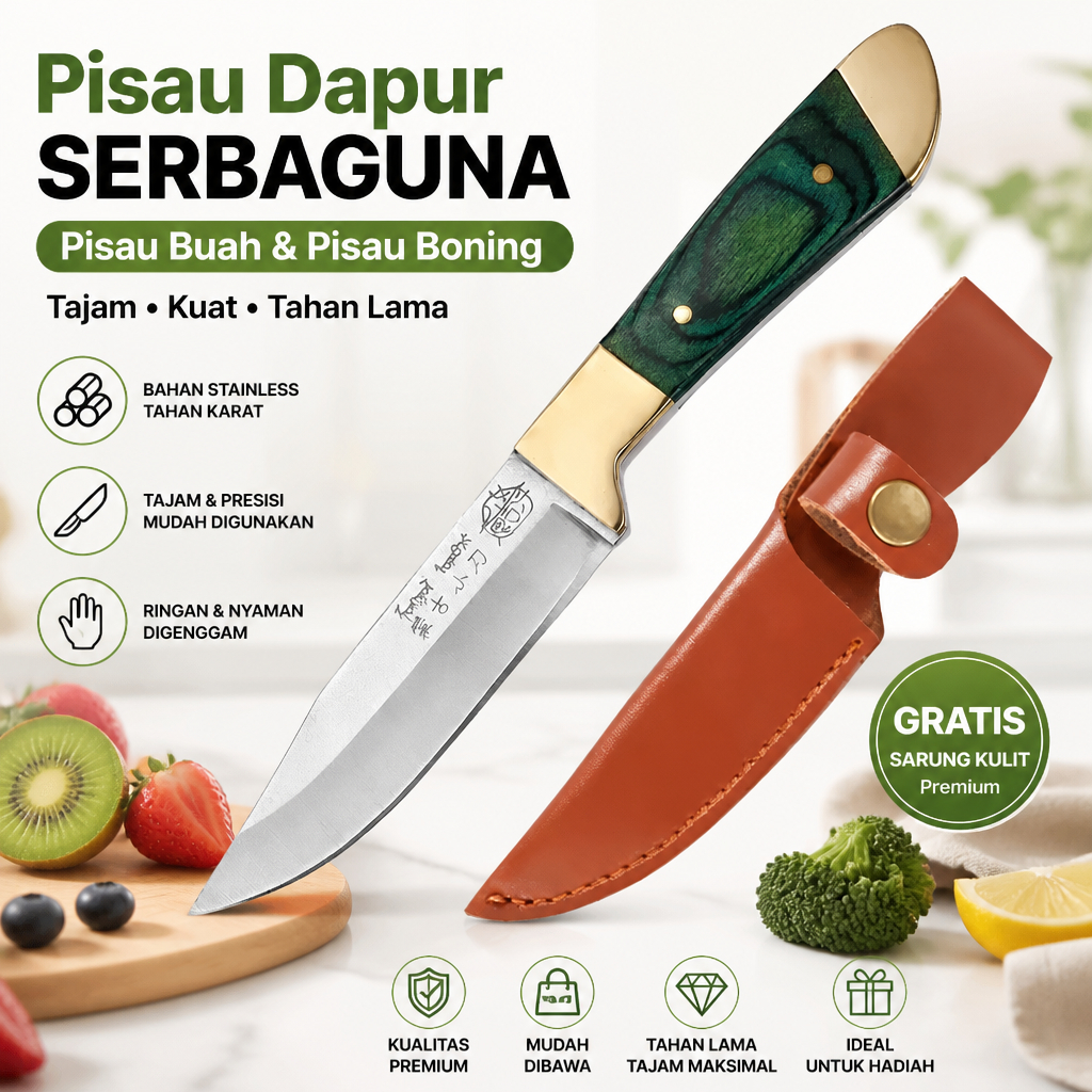 KIRA Pisau Dapur Pisau Stainless Steel Kecil Super Tajam Pisau Daging Dan Tulang Pisau Buah