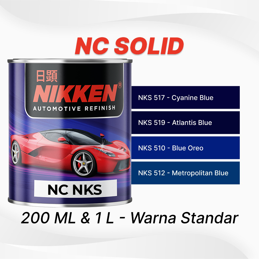NIKKEN NKS NC Solid Color - Warna Standar - Cat Duco Mobil Motor Kayu Besi - Cyanine Blue / Atlantis