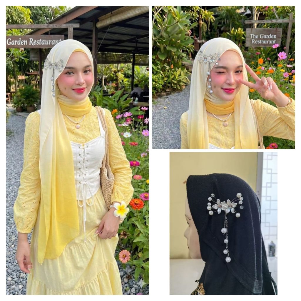 [B.J.H] Headpiece Cantik Untuk Hijab Cocok Untuk Wisuda Dan Idul Fitri - Bros Juntai Cantik Perempua
