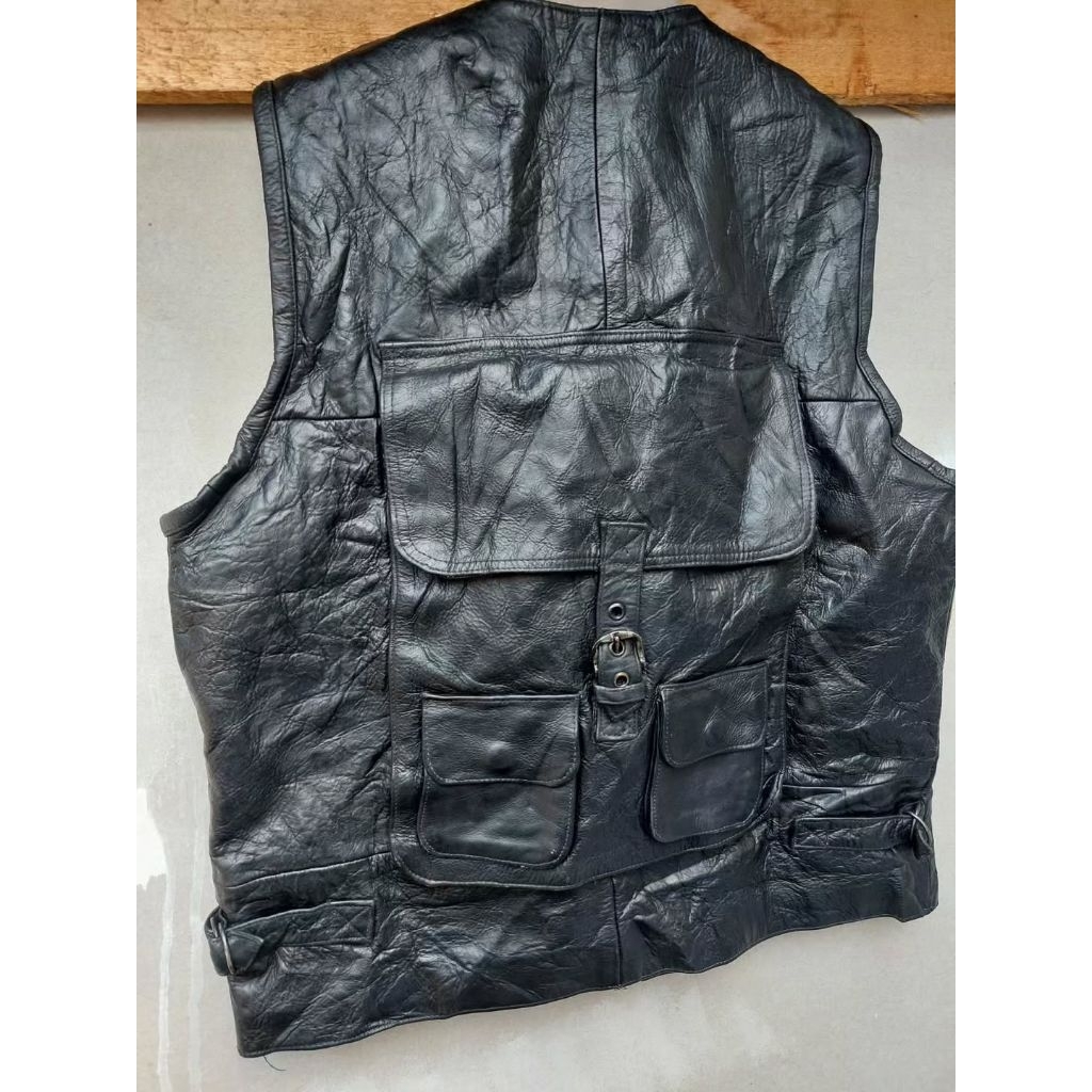 T.K.O Vintage Utility Leather Vest Rompi Kulit Tactical Jacket Jaket Classic Retro Rugged Style