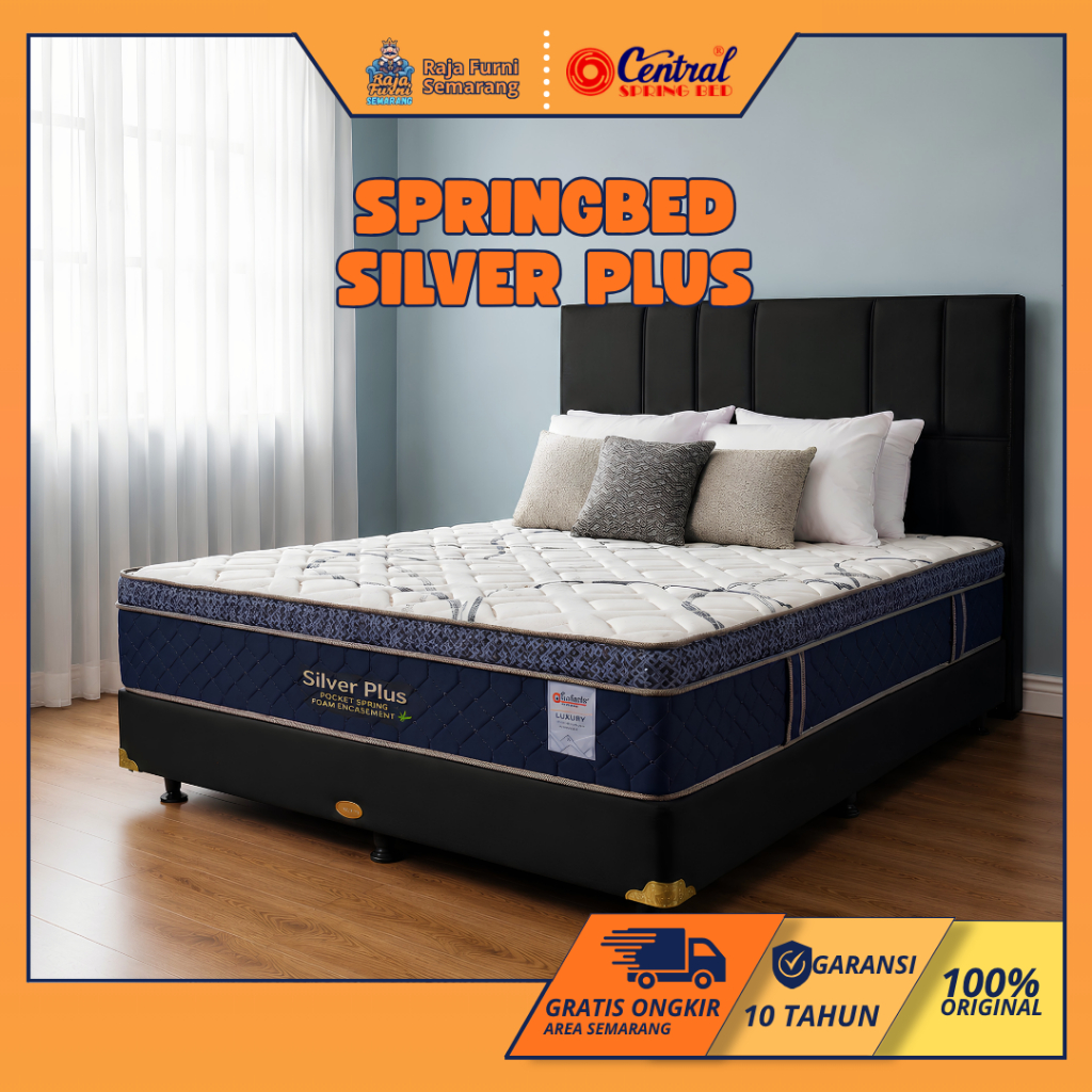 CENTRAL SPRING BED SILVER PLUS POCKET SPRING FOAM & ENCASEMENT FOAM KASUR SPRINGBED SEMARANG
