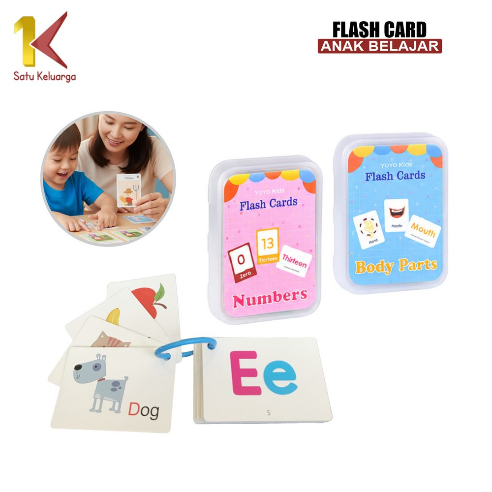 Satu Keluarga Flash Card Bahasa Inggris Mainan Edukasi Anak M308 English Early Education Card Kids K