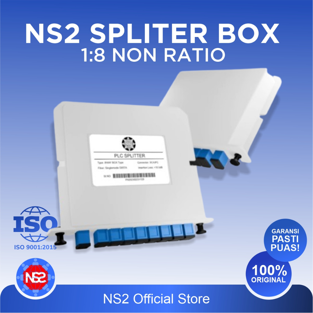 NS2 Splitter Box SC UPC 1x8 Adapter Full - Pasif Box 1:8 Non Ratio - Splitter ODC/ODP Mini 1/8