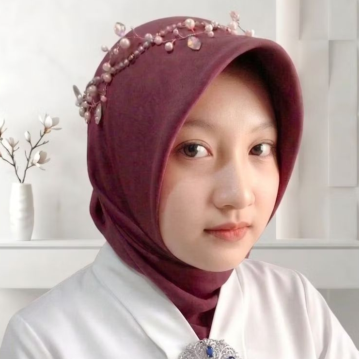 Headpiece Hijab / Headpiece Mutiara Bunga Organza / Headpiece Bandana