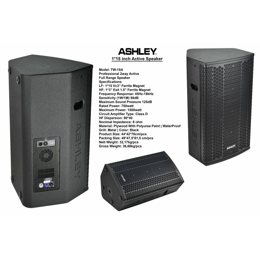 SPEAKER AKTIF ASHLEY TW 15A 15 INCH SPEAKER ACTIVE TW-12A/TW-15A ORIGINAL