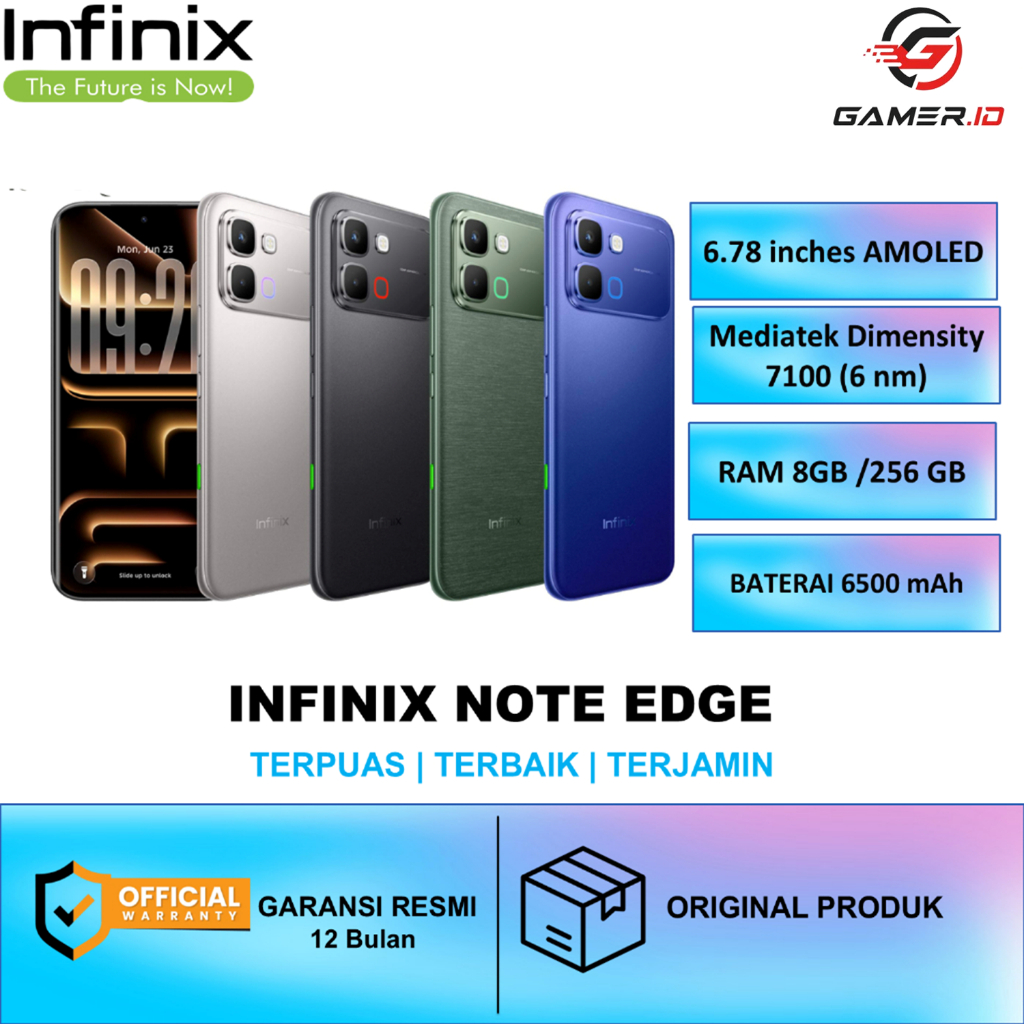 NEW INFINIX NOTE EDGE 5G RAM 8GB / 256 GB Mediatek Dimensity 7100 (6 nm) BATERAI 6500 mAh