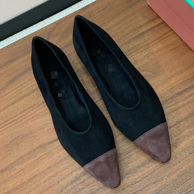 [Pre order] Women's shoes Rebecca suede pointed toe set ballet flat casual single shoe 2cm women's b