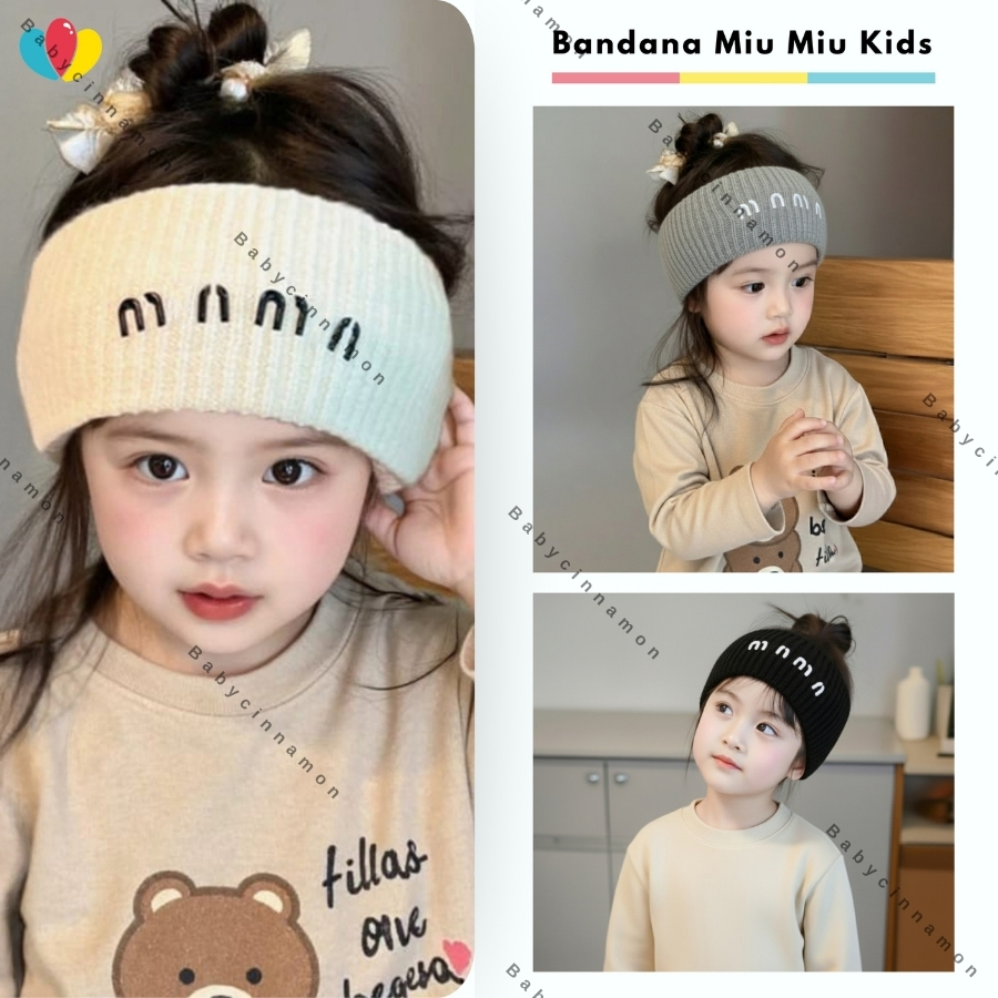 Bandana Miu Miu Anak Perempuan / OOTD Sporty Padel Headband Korea Anak Cewek Bando Tahun OOTD Lucu S