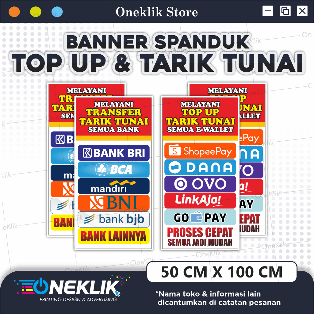 Banner Transfer Spanduk Konter / Banner Spanduk Dompet Digital / Banner Spanduk Konter -Oneklik.1