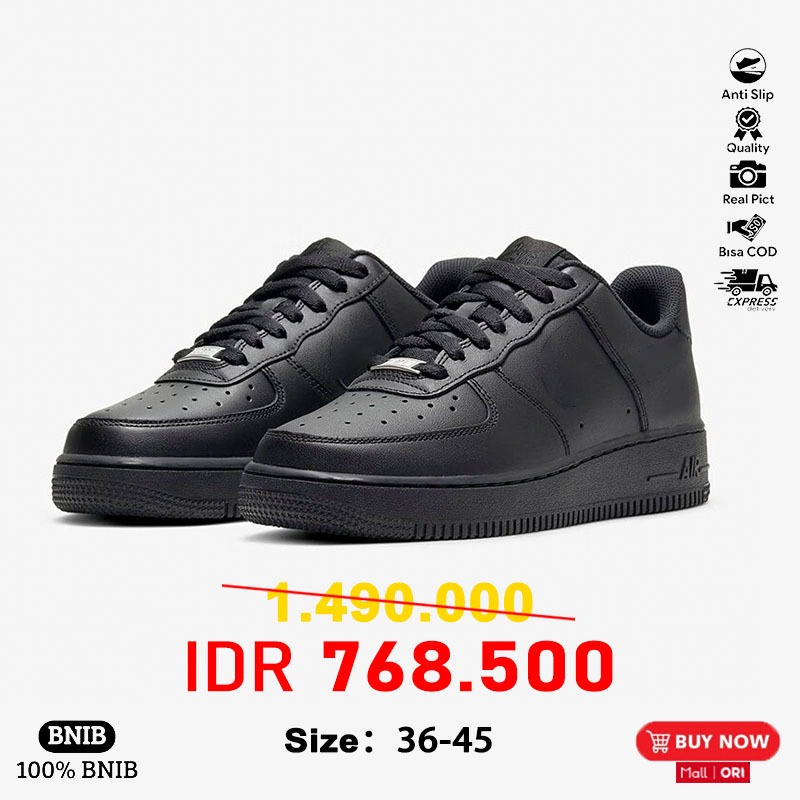 Sepatu Full Hitam Unisex Terbaru | AF1 Triple Black