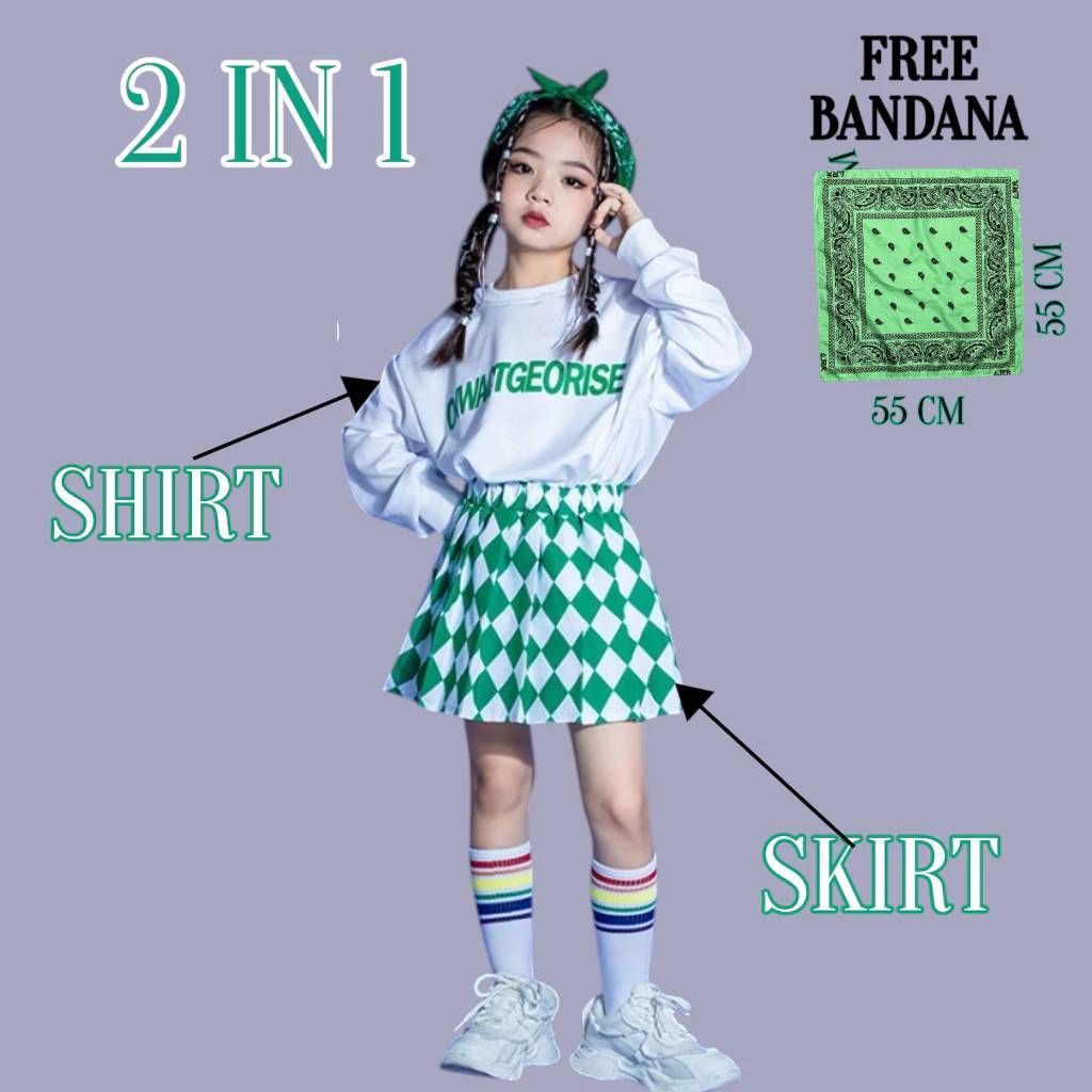 KAZUHA SETELAN ROK DANCE KOSTUM KOREAN STYLE KPOP FASHION SHOW USIA 3-14 TAHUN