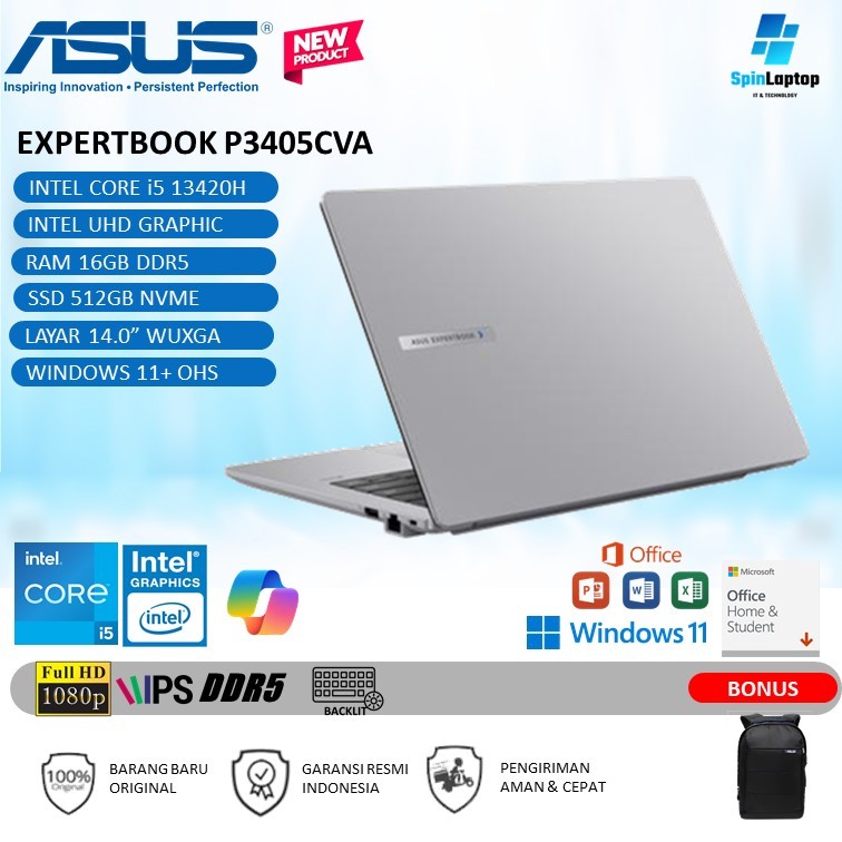 Laptop ASUS EXPERTBOOK P3 P3403CVA Intel Core i5 13420H RAM 16GB 512GB SSD Layar WUXGA Resmi 3 tahun