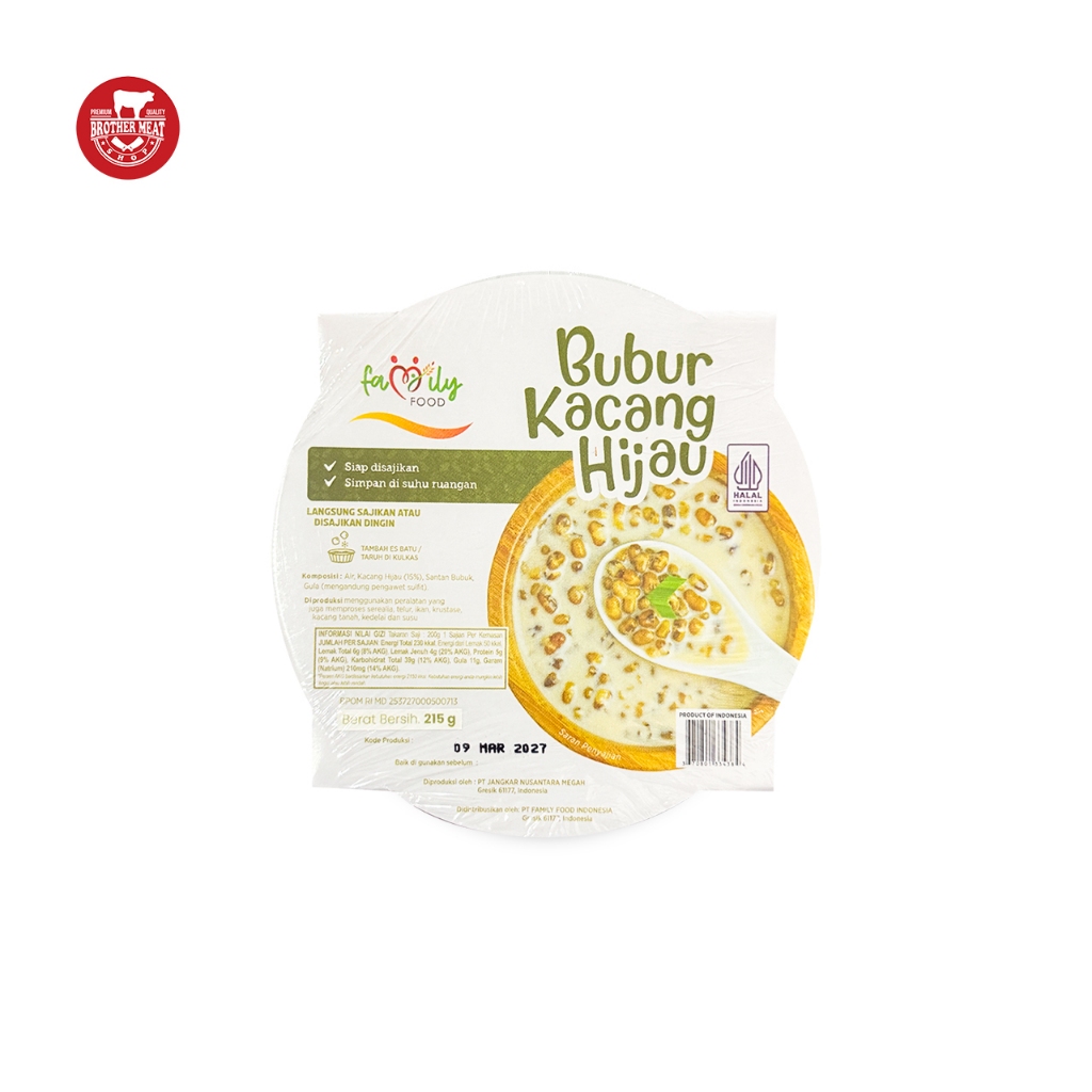 Family Food Bubur Kacang Hijau 215gr / Dessert Cup - Brothermeatshop