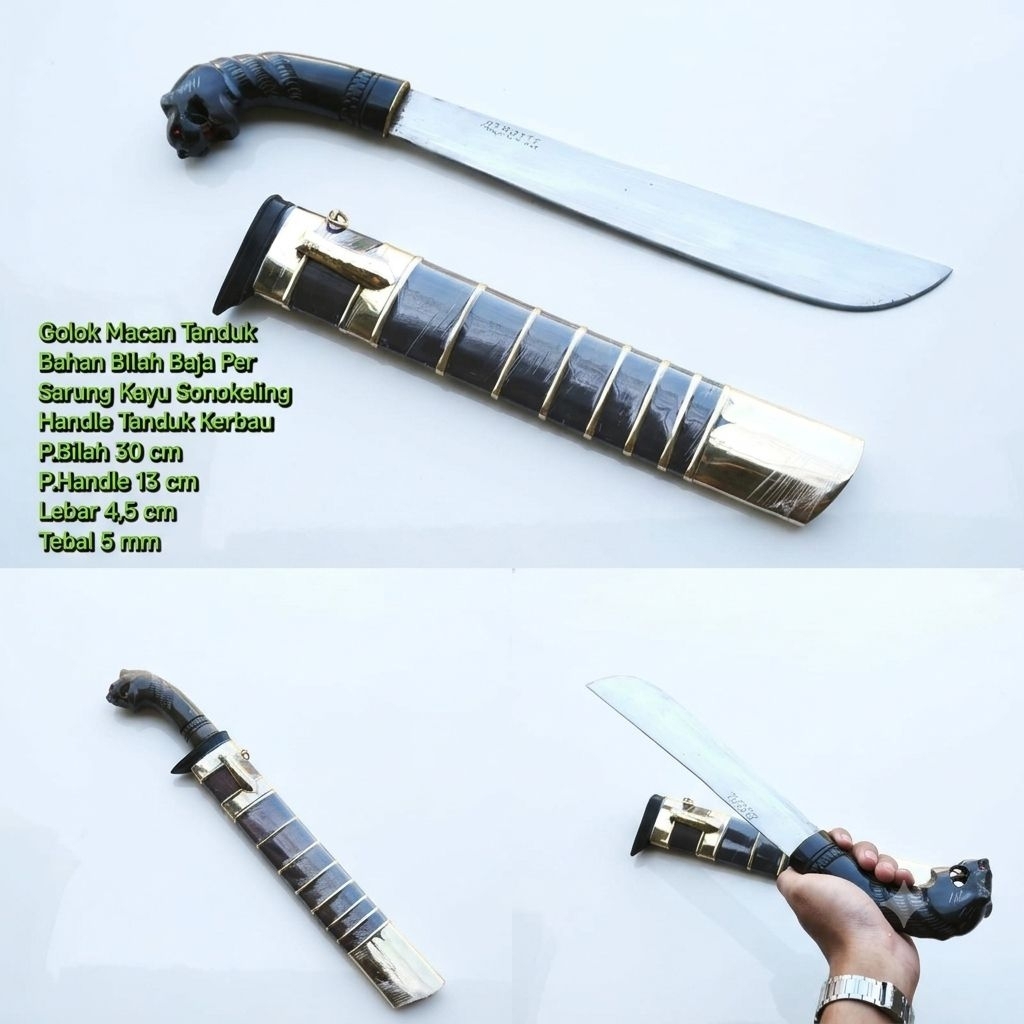 GOLOK TANDUK UKIR MACAN CIBATU 30 CM