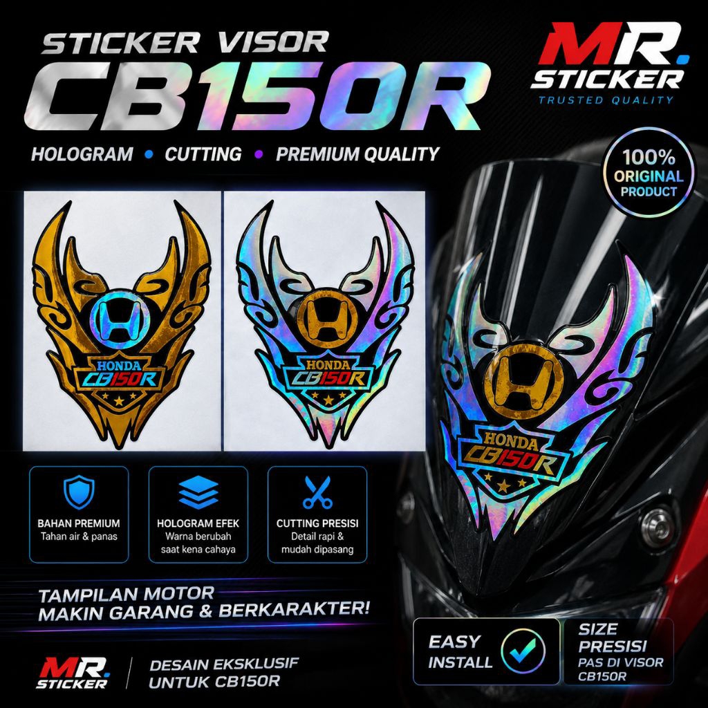 stiker visor motor honda CB150R, sticker visor CB150R stiker hologram stiker cutting