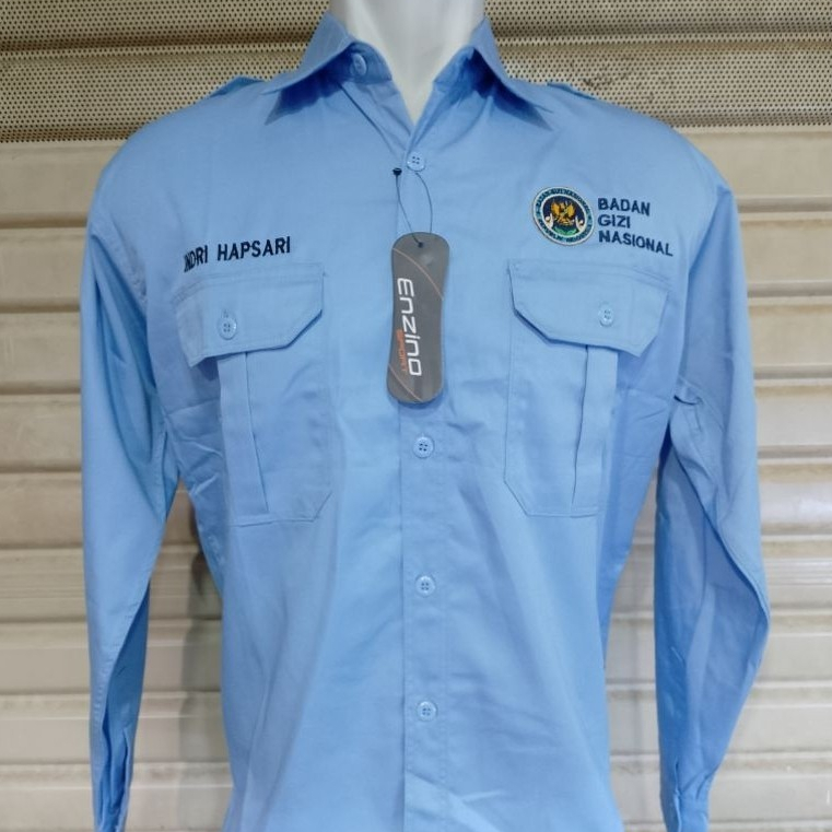 KEMEJA BGN/SERAGAM BGN FULL BORDIR FREE BORDIR NAMA
