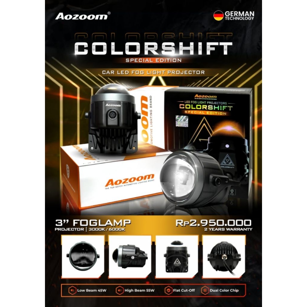 FOGLAMP BILED 3 INCH AOZOOM COLORSHIFT