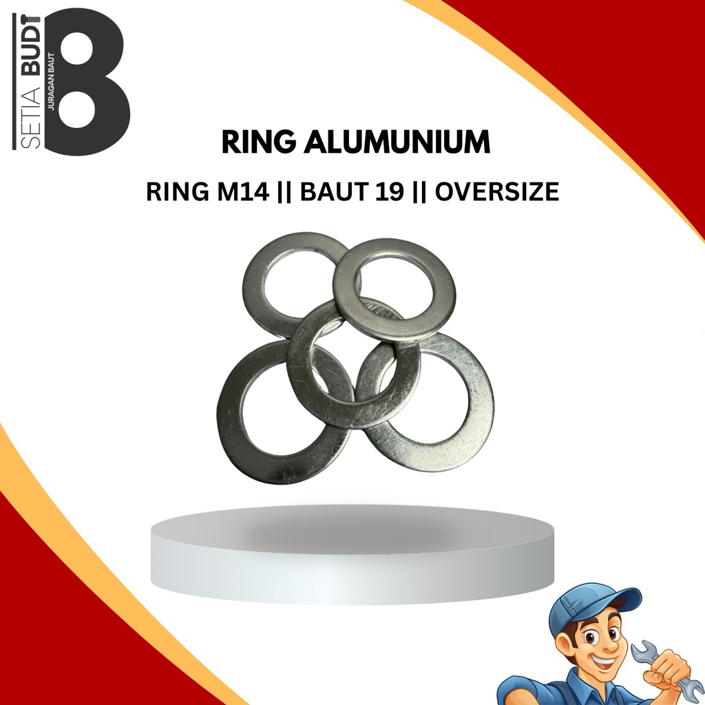 Ring Oli m14 / 14mm Alumunium / baut 19 / Ring Pembuangan Oli Oversize
