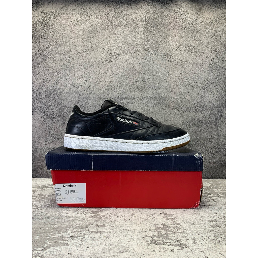 Sepatu Second Original Box Reebok C 85 Black Gum  Size 43 insole 28 cm